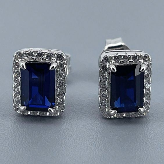 Blue Square Glass Earrings