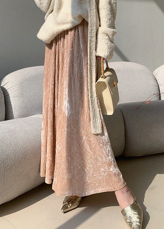 Pink Print Elastic Waist a Line Skirts Summer