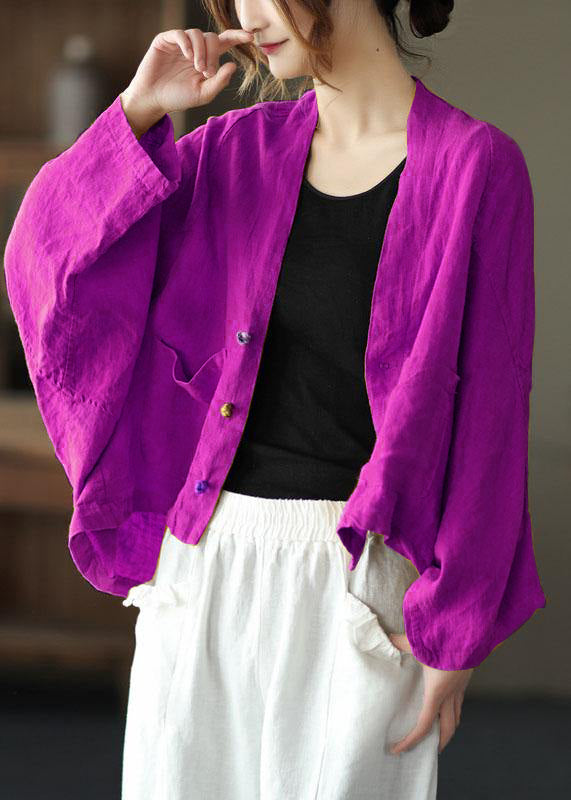 Fine Grey Bat Wing Sleeve Pockets Coat Short