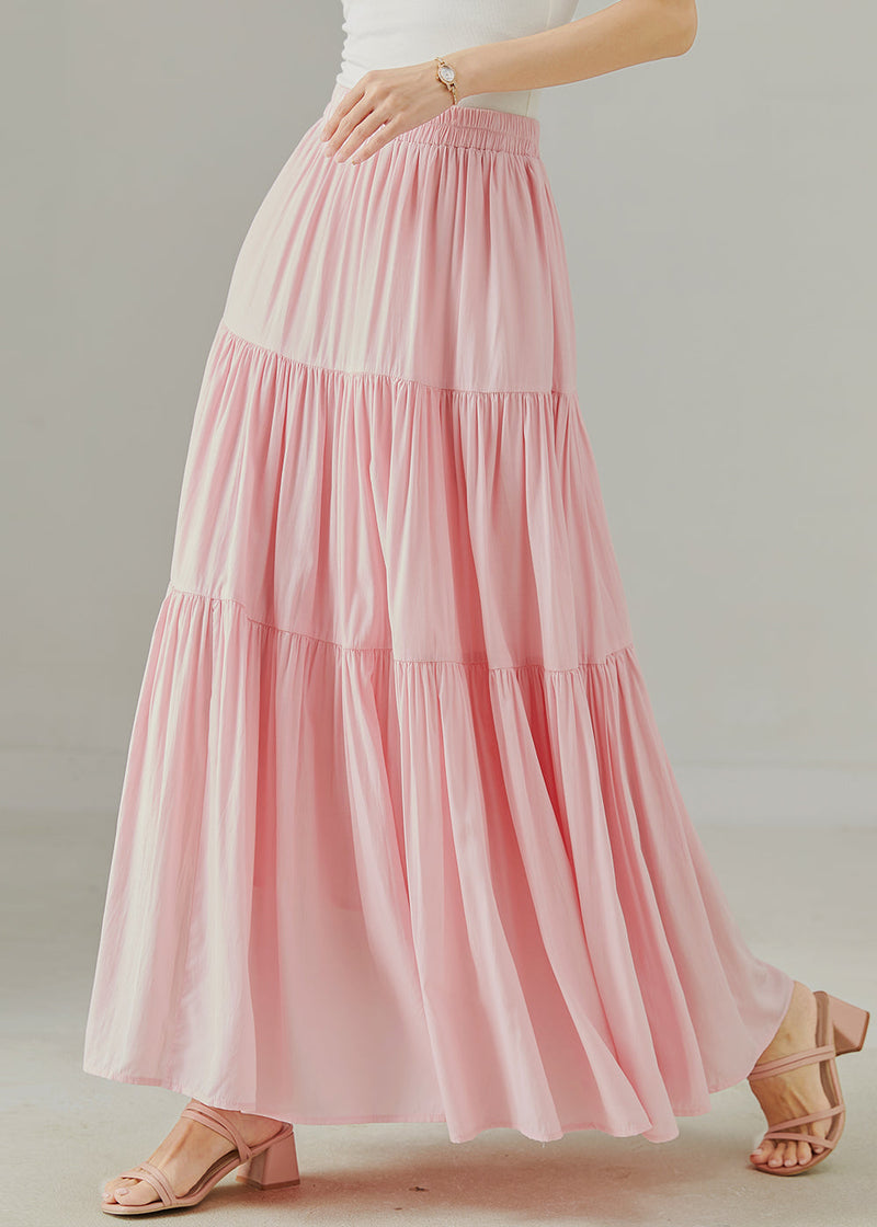 Pink Patchwork Cotton a Line Skirts Exra Large Hem Fall