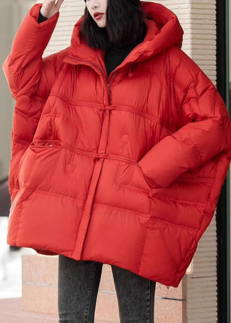 Red Oversized Duck Down Puffer Jacket Winter
