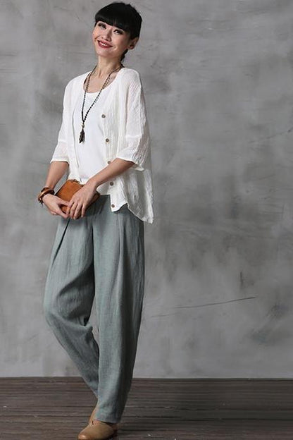 Cotton Linen Trousers Pencil Pants