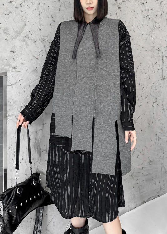 Style Grey O-neck Asymmetrical Knit Vest Sleeveless