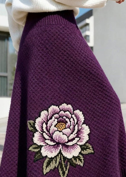 Italian Purple High Waist Knit Skirt Winter