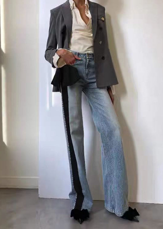 Red Pockets Bow Patchwork Denim Pants Fall