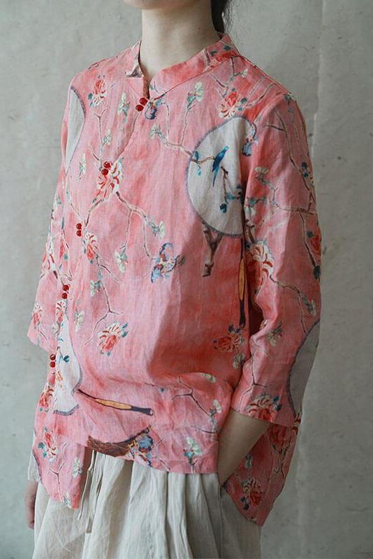 Limited Stock- 100% Linen Print Retro Shirt