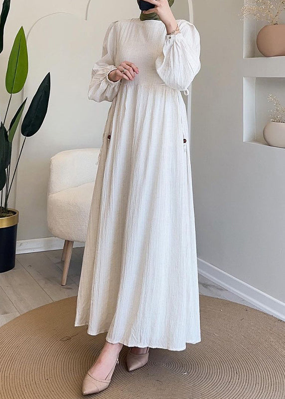 Green Wrinkled Lace Up Long Dress Fall