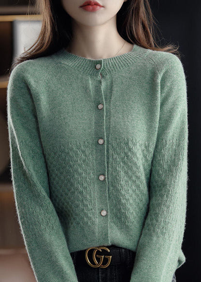Dark Camel O-neck Button Slim Fit Knit Cardigan Winter