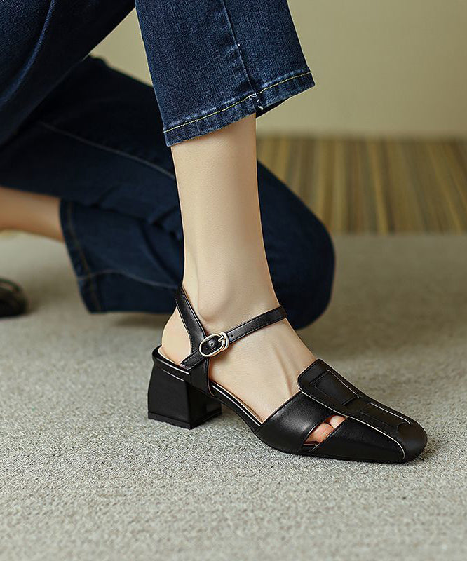 Splicing Chunky Heel Sandals Yellow Faux Leather
