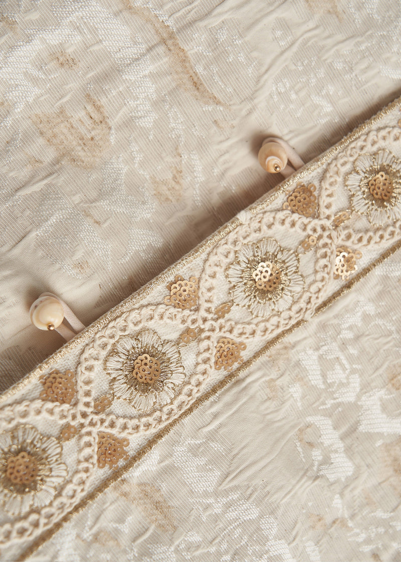 Beige Oversized Jacquard Cotton Coats Fall