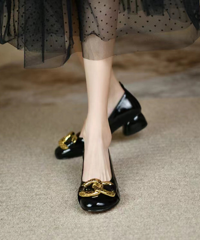 Yellow Chunky Heel Faux Leather Splicing Sequined