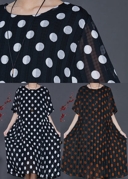 White Round Dot Oversized Chiffon Holiday Dress Summer