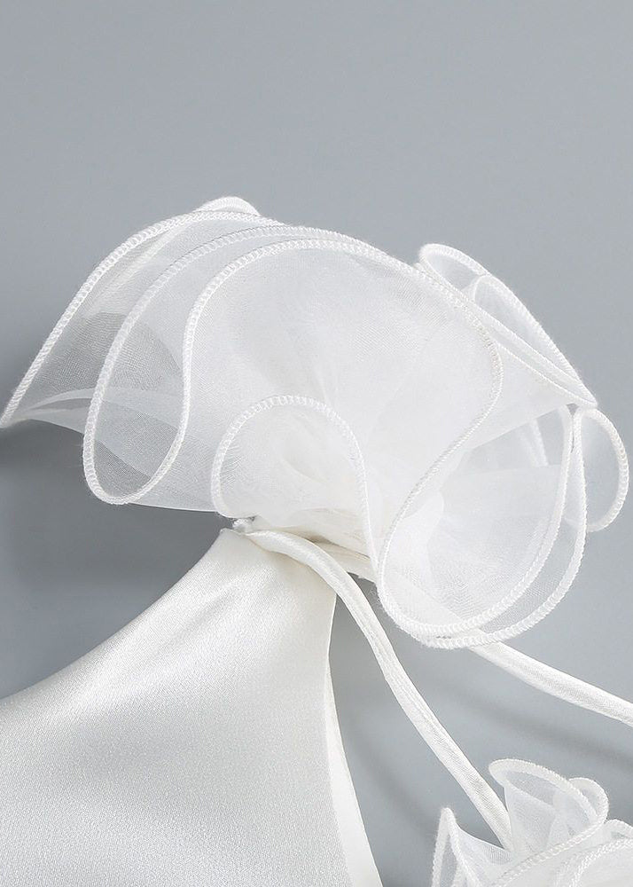 White Backless Silk Party Dress Zippered Summer