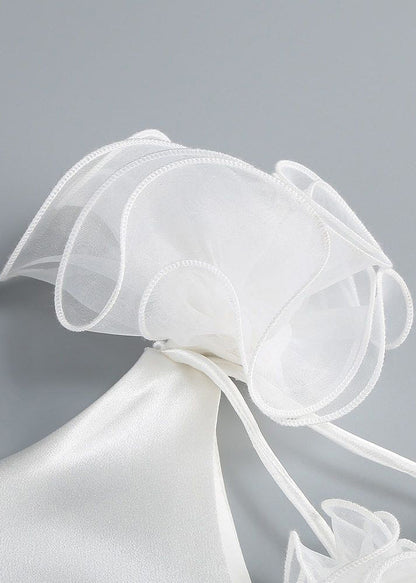 White Backless Silk Party Dress Zippered Summer