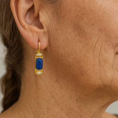 Earrings in Blue and Gold