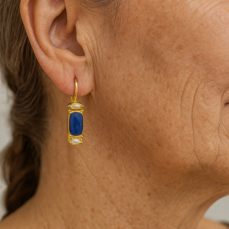 Earrings in Blue and Gold