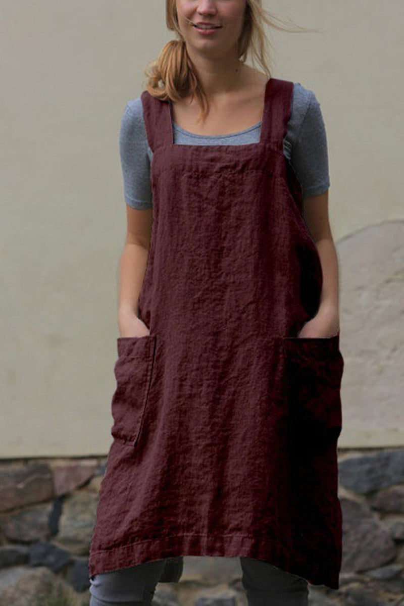 Cotton Linen Apron Mini Dress