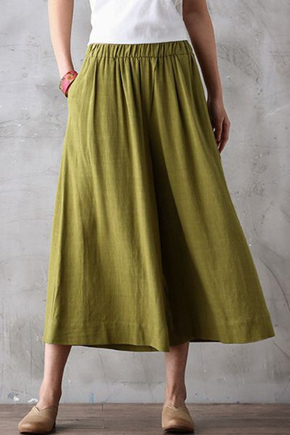 Summer Wide Leg Dress Pants Cropped Trousers