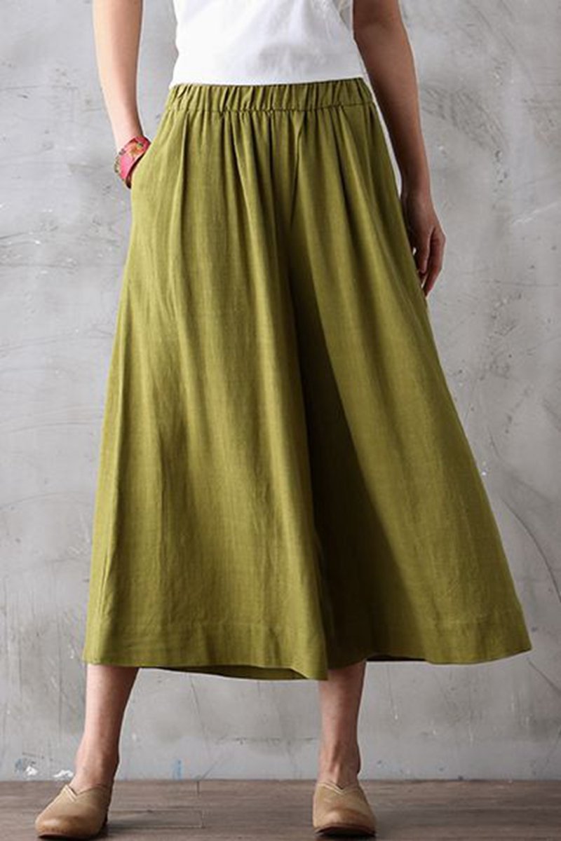 Summer Wide Leg Dress Pants Cropped Trousers