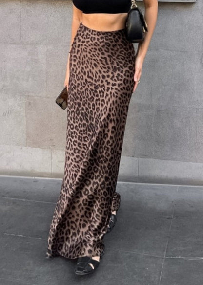 Leopard Print Wrap Buttocks Fishtail Skirt Summer