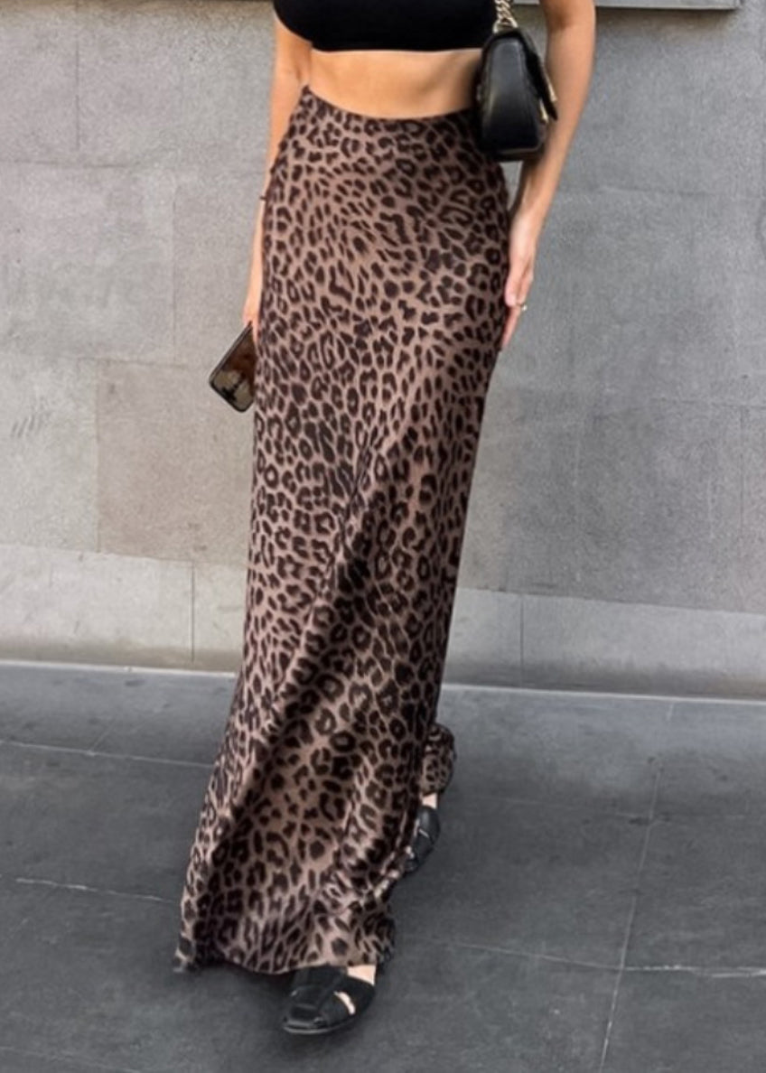 Leopard Print Wrap Buttocks Fishtail Skirt Summer