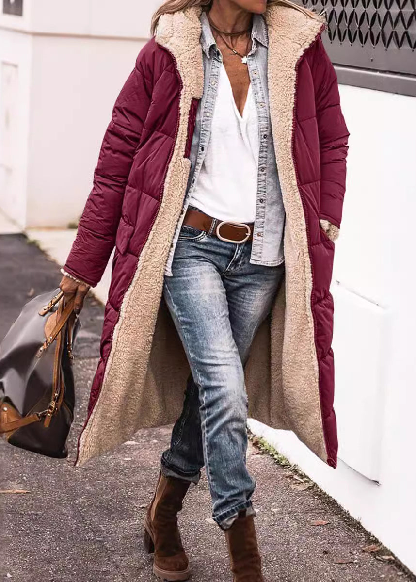 Mulberry Hooded Pockets Fleece Wool Lined Parka Winter