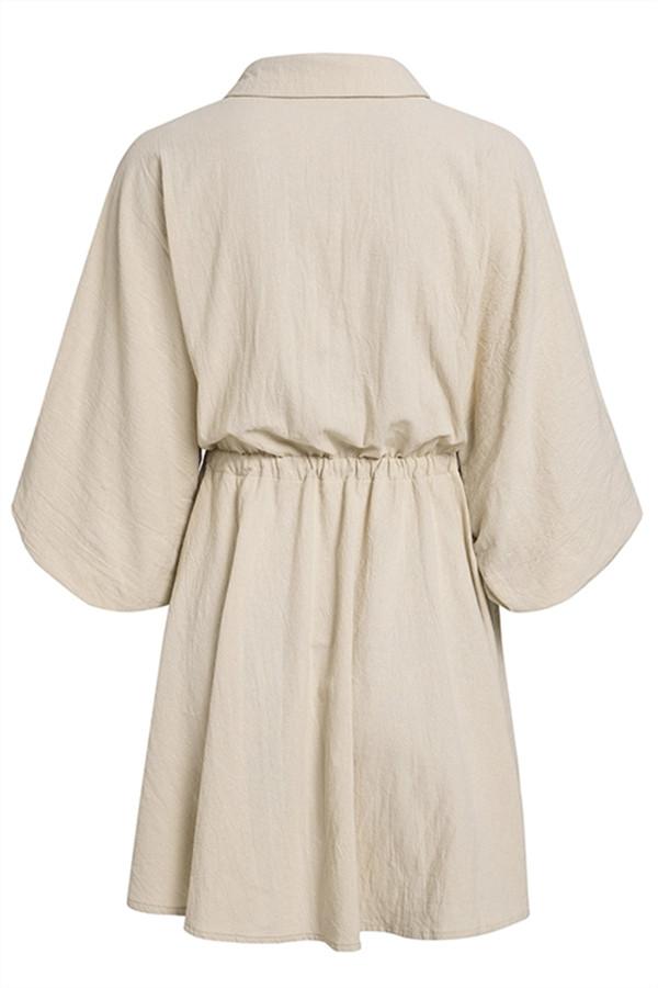 Linen Lantern Sleeve Dress