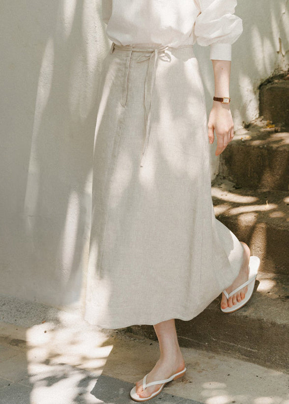 Japanese and Korean Lace Up Linen Skirt Summer