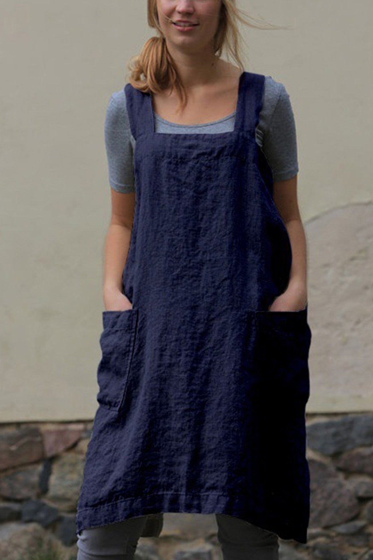 Cotton Linen Apron Mini Dress