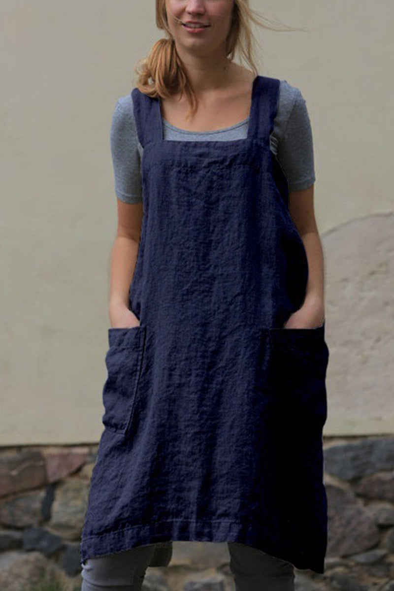 Cotton Linen Apron Mini Dress