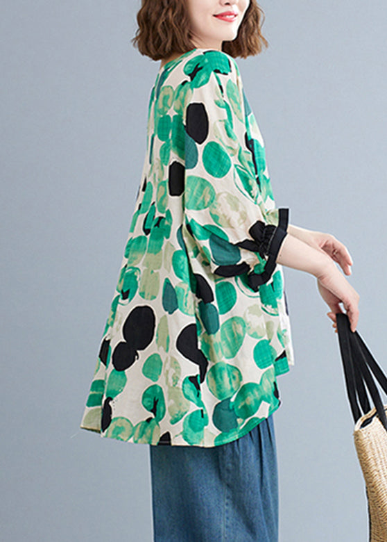 Green O-neck Cozy Top Short Sleeve
