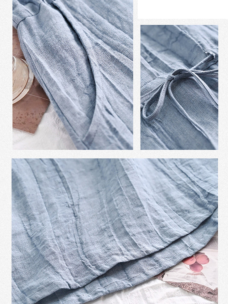 Summer Strap Wrist Linen Dress
