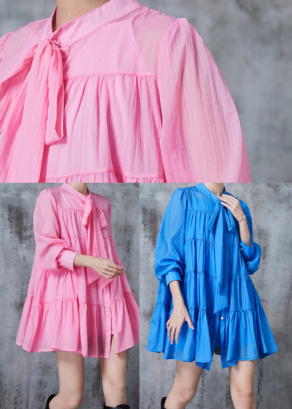 Pink Oversized Patchwork Cotton Shirt Dress Spring