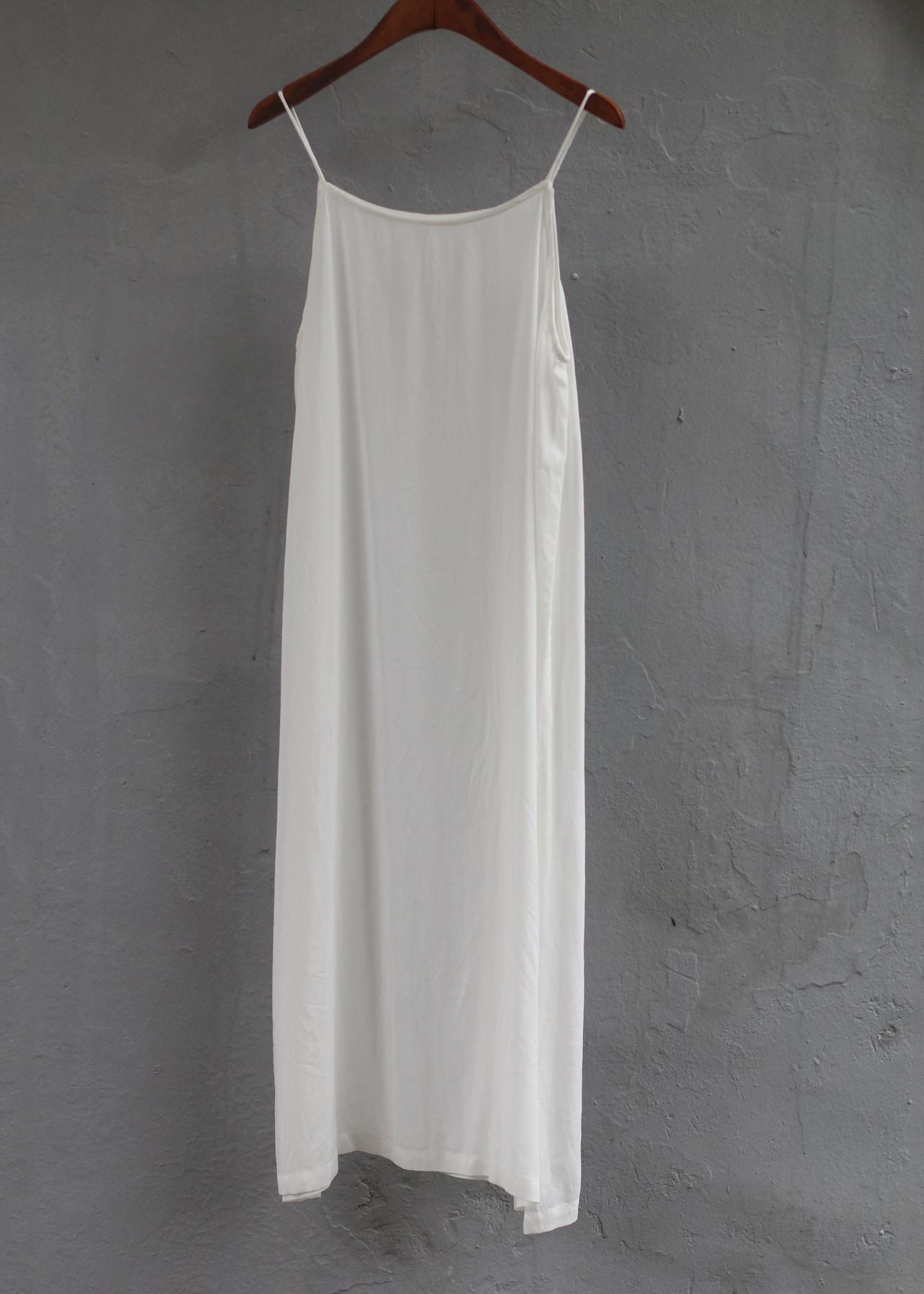 Simple Versatile Apricot O Neck Cotton Spaghetti Strap Dress Summer