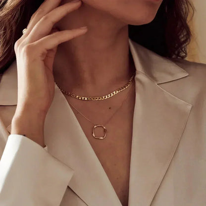 Flat Link Curb Chain Necklace