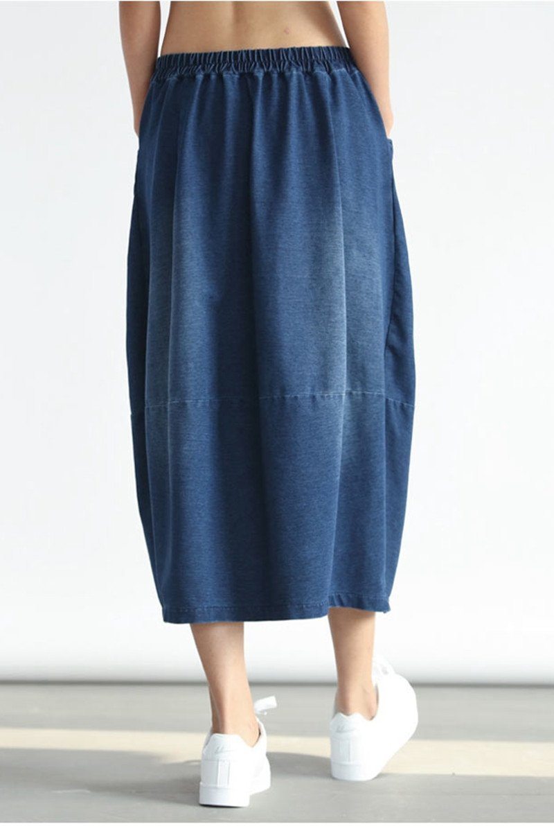 Denim Pocket Cotton Skirt Simple Skirt