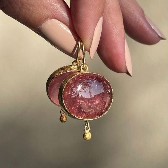 Red Rounded Glass Earrings