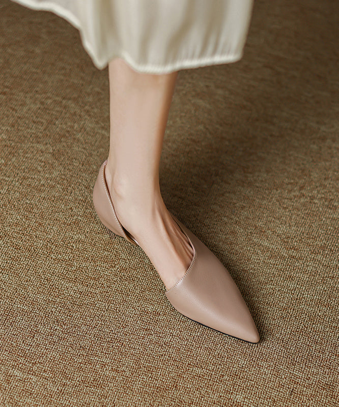 Black Cowhide Leather Splicing Flat Shoes for