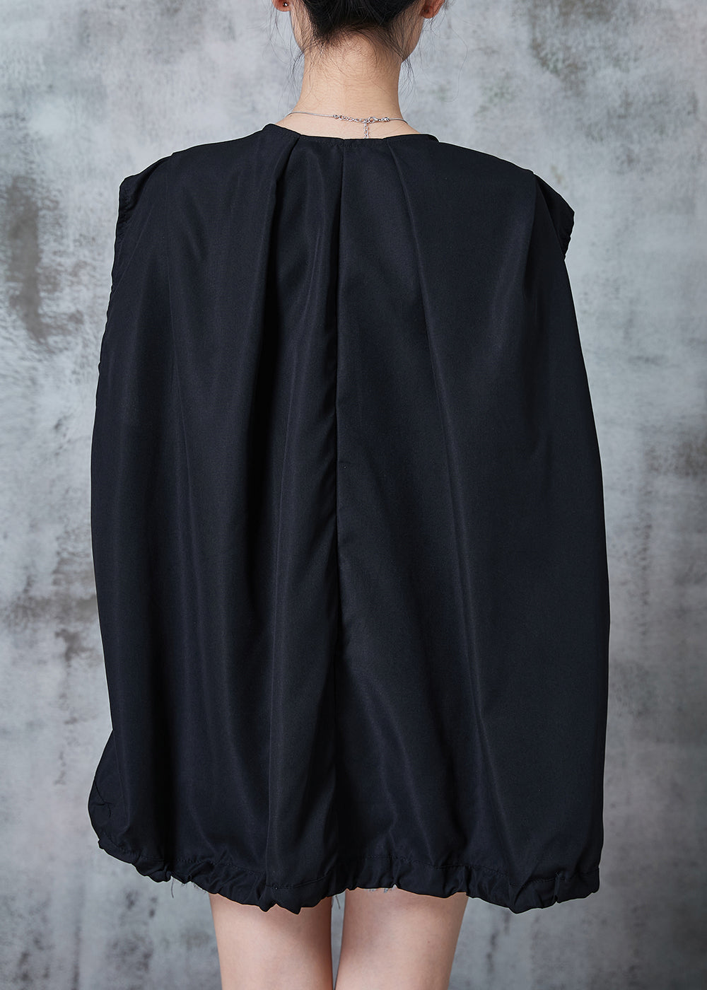 Black Oversized Drawstring Cotton Beach Vest Summer