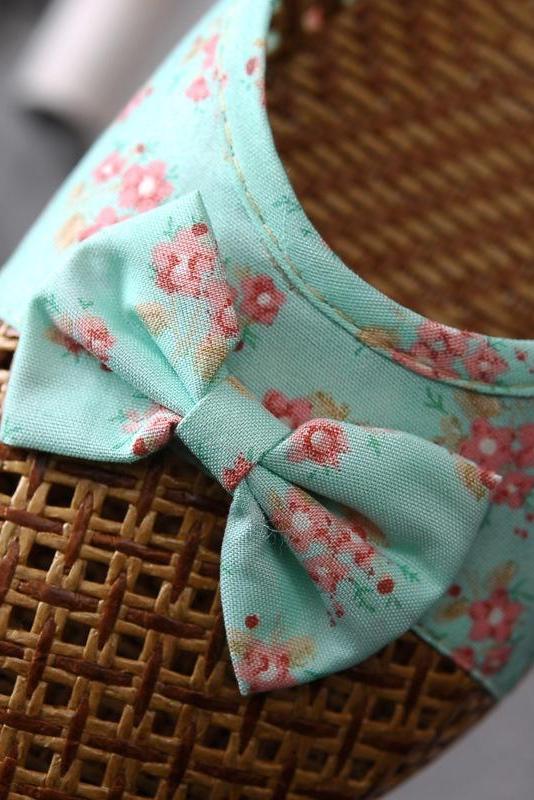 Bowknot Splicing Linen Slippers