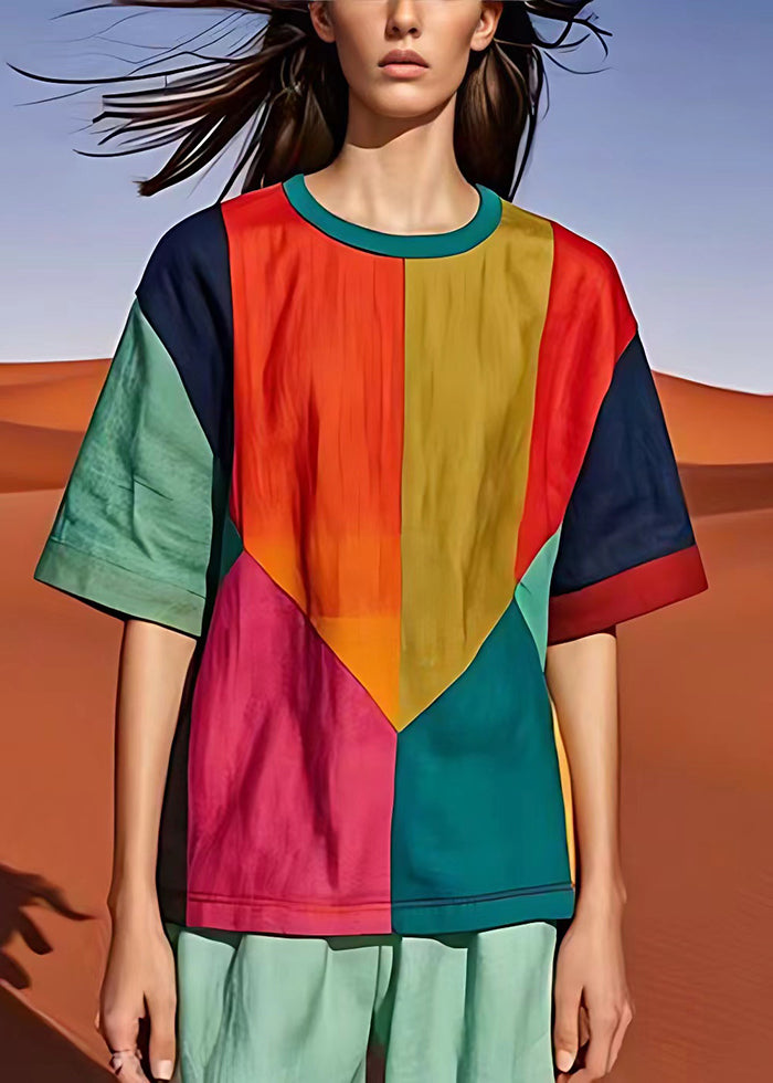 Diy Colorblock Oversized Patchwork Cotton Top Summer
