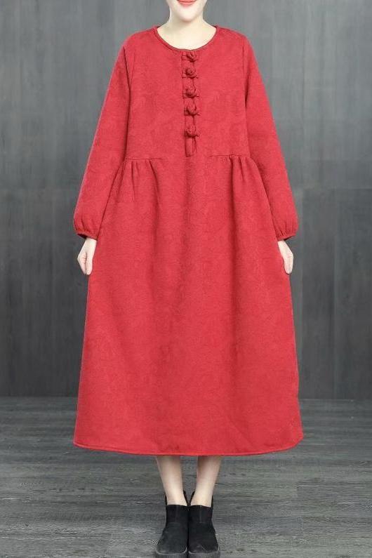 Loose Cotton Linen Brushed Dresses