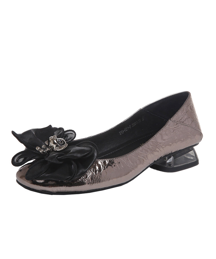 New Diy Bow Splicing Flats Faux Leather