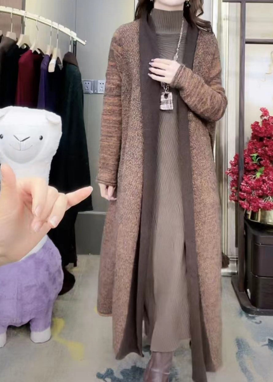 Green V Neck Cozy Warm Cotton Knit Long Cardigans Winter