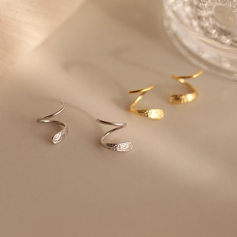 Spiral Gold & Silver Earrings