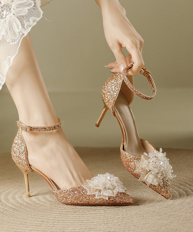 Silver Sequins Splicing Stiletto High Heels Pointed Toe