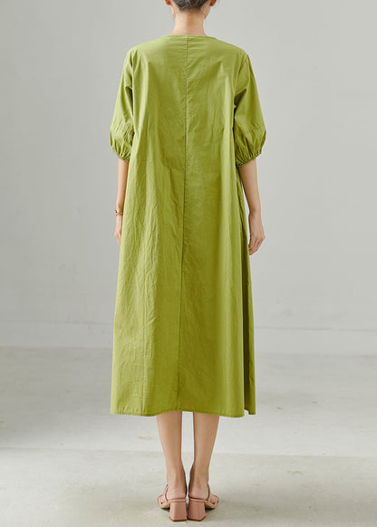 Grass Green Oversized Cotton Holiday Dresses Summer