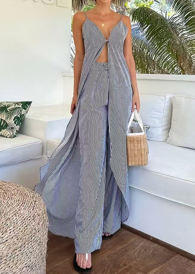 Summer New Fashionable Printed Spaghetti Strap Top and Pants Suit