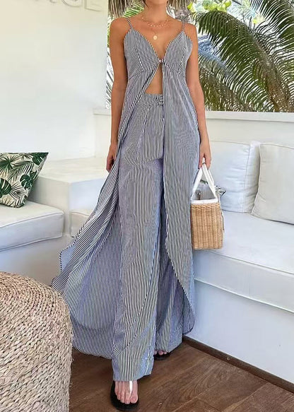 Summer New Fashionable Printed Spaghetti Strap Top and Pants Suit
