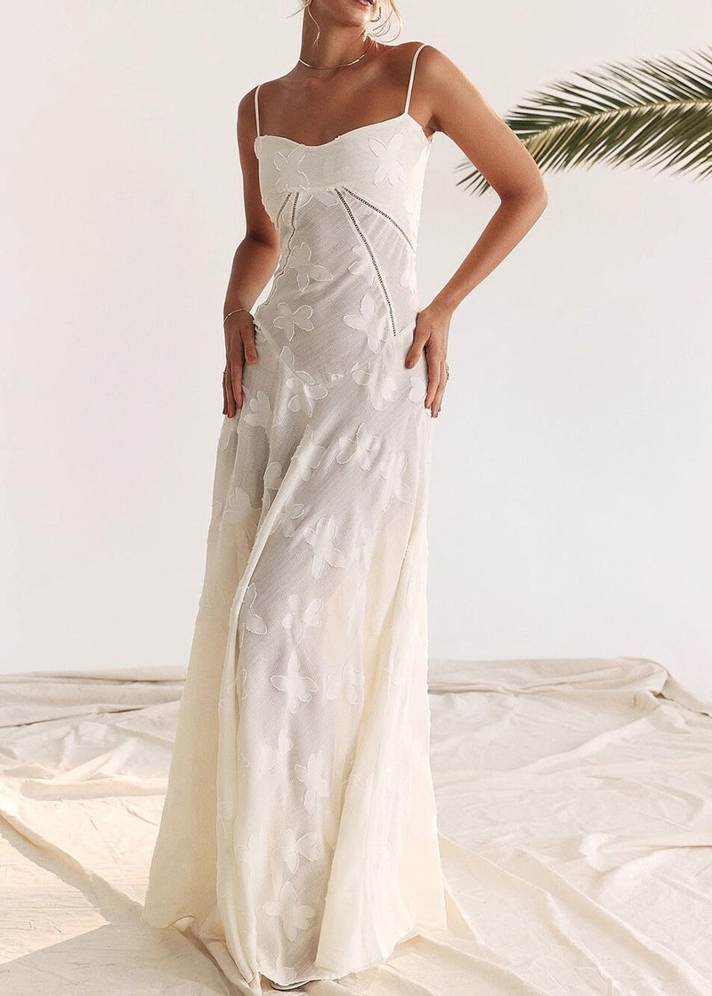 Fitted Beige Cotton Spaghetti Strap Dress Summer